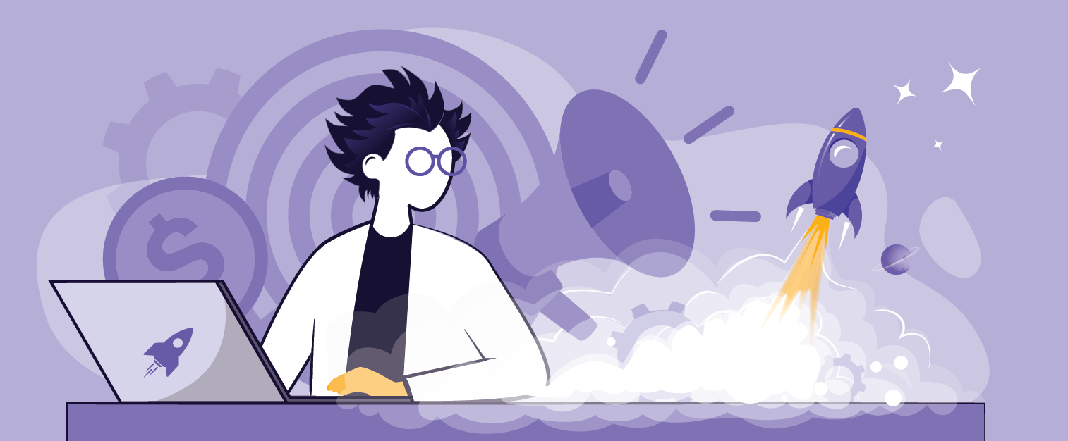 illustration of a blog post: Galactic Fed Marketing Lab: Slow Site Speed Culprits, Programmatic SEO Pros and Cons, Email Marketing Metrics, and more