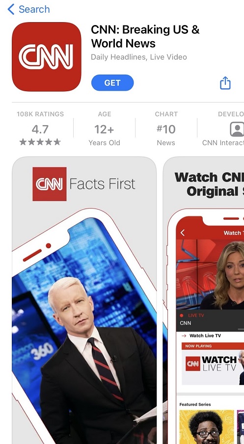 CNN App preview and screenshot.
