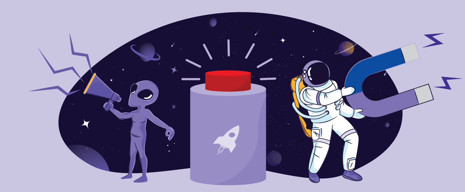 illustration of a blog post: The Galactic Fed Guide to High-Converting Calls to Action