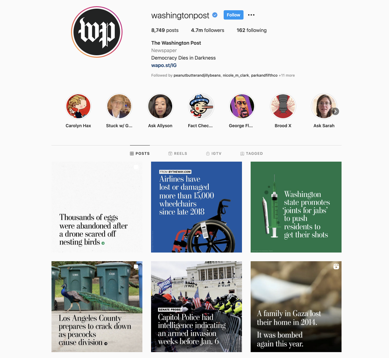 Washingtonpost Instagram profile.